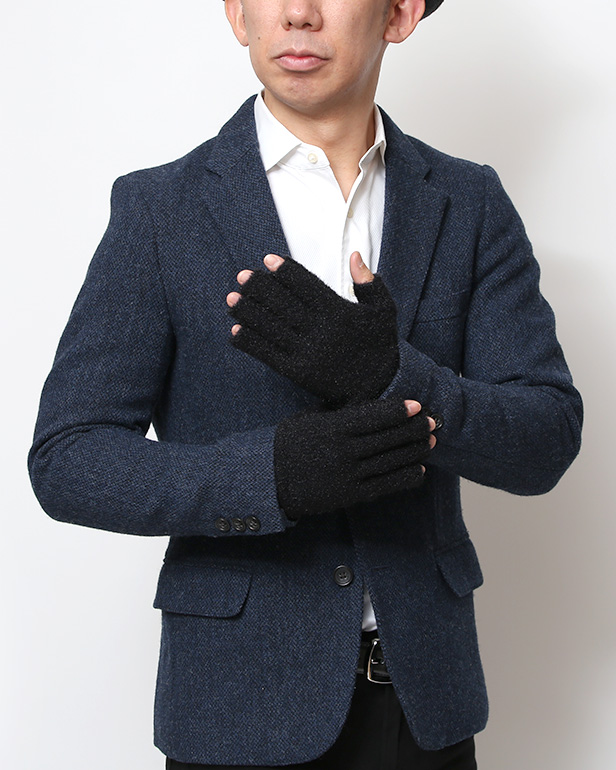 手袋 メンズ ナイロンソフトヤーン素材 防寒 暖かい 柔らかい 肌触り ブラック 黒 黒色 タッチパネル スマホ操作可能 日本企画 ブランド 男性 付け心地 良い 滑らか 履き心地 KURODA(クロダ)