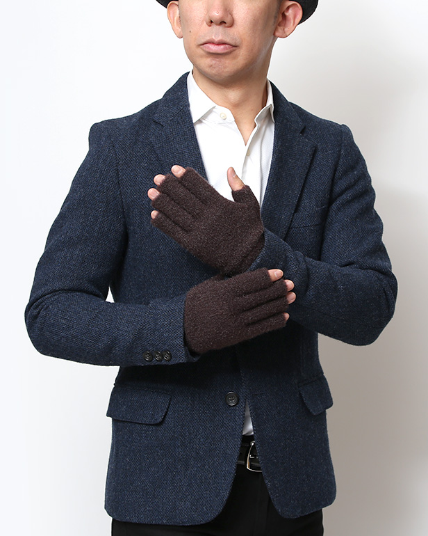 手袋 メンズ ナイロンソフトヤーン素材 防寒 暖かい 柔らかい 肌触り ダークブラウン ブラウン 茶 茶色 タッチパネル スマホ操作可能 日本企画 ブランド 男性 付け心地 良い 滑らか 履き心地 KURODA(クロダ)