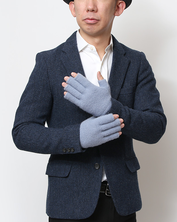 手袋 メンズ ナイロンソフトヤーン素材 防寒 暖かい 柔らかい 肌触り ブルー ネイビー 青色 タッチパネル スマホ操作可能 日本企画 ブランド 男性 付け心地 良い 滑らか 履き心地 KURODA(クロダ)