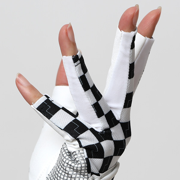  ゴルフ 手袋 レディース ブランド 両手 洗濯可 総柄 指無し フィンガーレス ゴルフグローブ ブラック 黒 黒色 女性用 ストレッチ フィット感 速乾性 スポーツ オシャレ プレゼント 日本ブランド サイズ 19/21 ペレック(PELLEK)