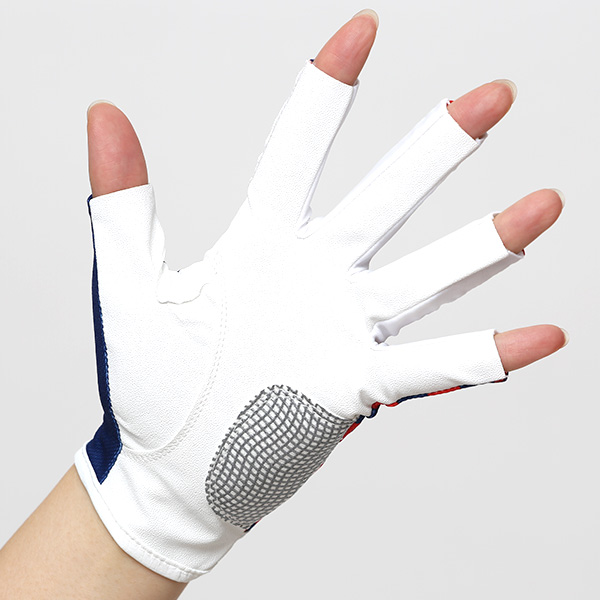  ゴルフ 手袋 レディース ブランド 両手 洗濯可 総柄 指無し フィンガーレス ゴルフグローブ ブルー ネイビー 青色 女性用 ストレッチ フィット感 速乾性 スポーツ オシャレ プレゼント 日本ブランド サイズ 19/21 ペレック(PELLEK)