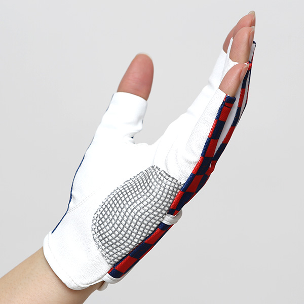  ゴルフ 手袋 レディース ブランド 両手 洗濯可 総柄 指無し フィンガーレス ゴルフグローブ ブルー ネイビー 青色 女性用 ストレッチ フィット感 速乾性 スポーツ オシャレ プレゼント 日本ブランド サイズ 19/21 ペレック(PELLEK)