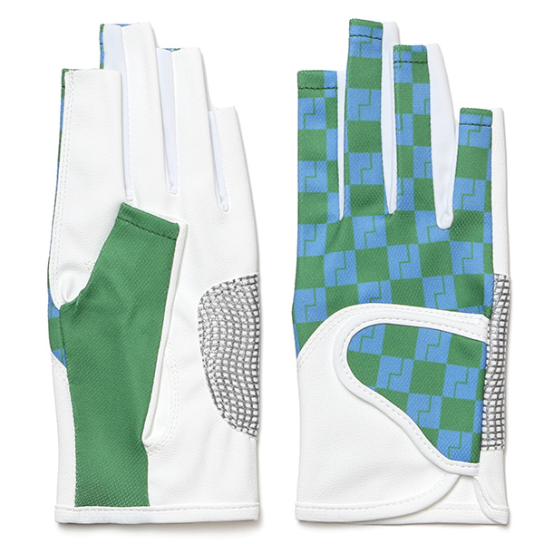 ゴルフ 手袋 レディース ブランド 両手 洗濯可 総柄 指無し フィンガーレス ゴルフグローブ グリーン 緑色 女性用 ストレッチ フィット感 速乾性 スポーツ オシャレ プレゼント 日本ブランド サイズ 19/21 ペレック(PELLEK)