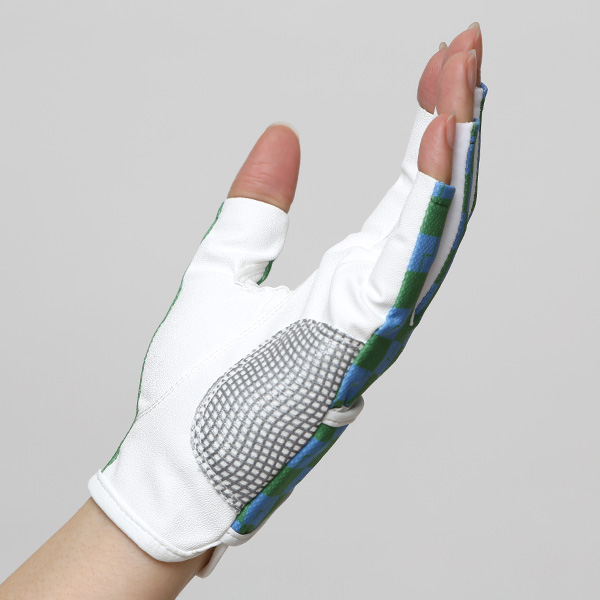 ゴルフ 手袋 レディース ブランド 両手 洗濯可 総柄 指無し フィンガーレス ゴルフグローブ グリーン 緑色 女性用 ストレッチ フィット感 速乾性 スポーツ オシャレ プレゼント 日本ブランド サイズ 19/21 ペレック(PELLEK)