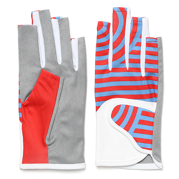  ゴルフ 手袋 レディース ブランド 両手 洗濯可 総柄 指無し フィンガーレス ゴルフグローブ レッド ワイン 赤色 女性用 ストレッチ フィット感 速乾性 スポーツ オシャレ プレゼント 日本ブランド サイズ 19/21 ペレック(PELLEK)