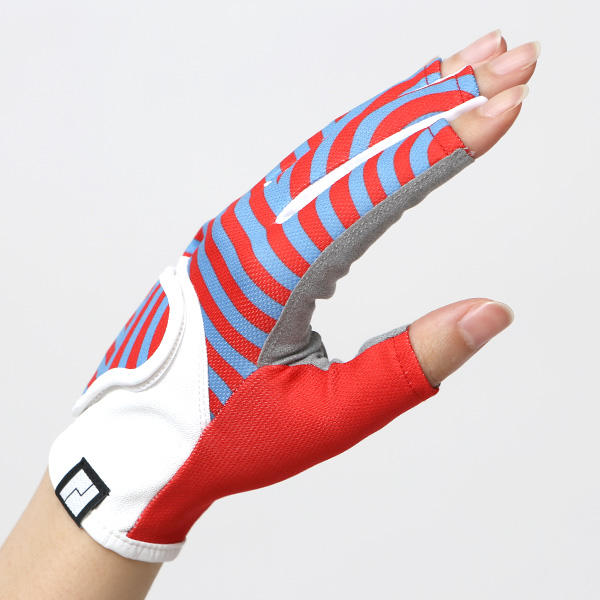  ゴルフ 手袋 レディース ブランド 両手 洗濯可 総柄 指無し フィンガーレス ゴルフグローブ レッド ワイン 赤色 女性用 ストレッチ フィット感 速乾性 スポーツ オシャレ プレゼント 日本ブランド サイズ 19/21 ペレック(PELLEK)