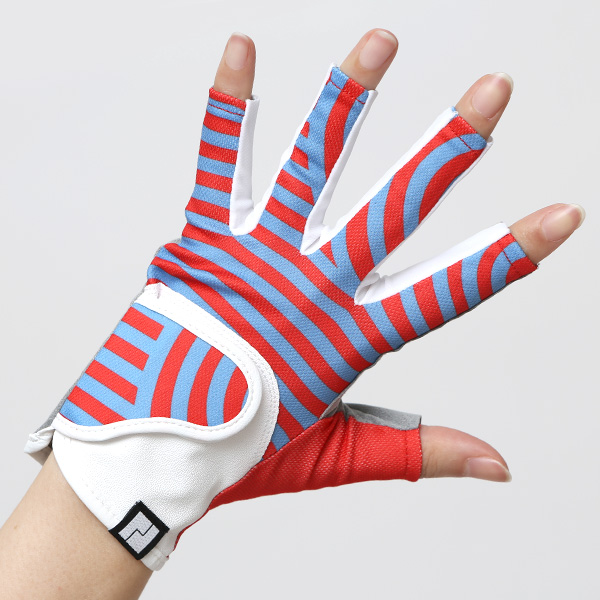  ゴルフ 手袋 レディース ブランド 両手 洗濯可 総柄 指無し フィンガーレス ゴルフグローブ レッド ワイン 赤色 女性用 ストレッチ フィット感 速乾性 スポーツ オシャレ プレゼント 日本ブランド サイズ 19/21 ペレック(PELLEK)