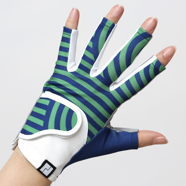  ゴルフ 手袋 レディース ブランド 両手 洗濯可 総柄 指無し フィンガーレス ゴルフグローブ ブルー ネイビー 青色 女性用 ストレッチ フィット感 速乾性 スポーツ オシャレ プレゼント 日本ブランド サイズ 19/21 ペレック(PELLEK)