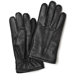 KURODA(クロダ) ディアスキン(鹿革) カシミヤ100％裏地 三本山 メンズ 本革手袋 ブラック