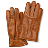 KURODA(クロダ) ディアスキン(鹿革) カシミヤ100％裏地 三本山 メンズ 本革手袋 キャメル