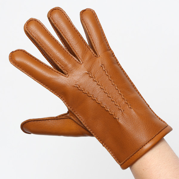 KURODA(クロダ) 鹿革 日本製 メンズ 革手袋 カシミヤ100%裏地 防寒 キャメル ブラウン 茶 茶色 30代 40代 50代 60代 男性 プレゼント 暖かい 高級 ブランド ギフト 化粧箱付き