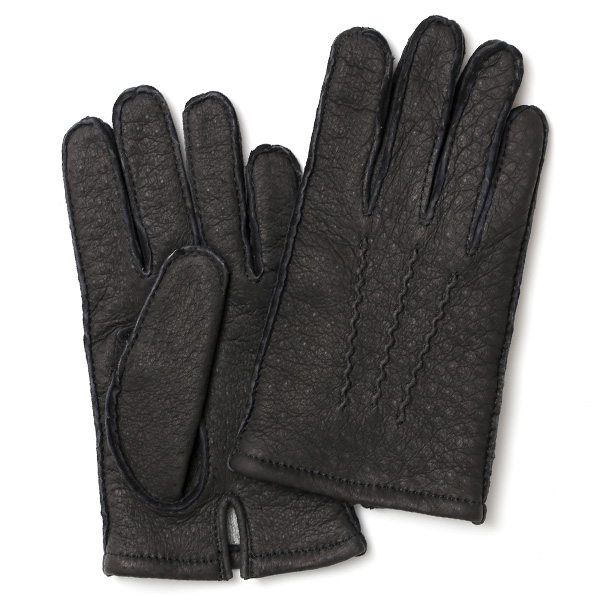  KURODA(クロダ) ペッカリー革 日本製 メンズ 革手袋 カシミヤ100％裏地 防寒 ブラック 黒 黒色 30代 40代 50代 60代 男性 プレゼント 暖かい 高級 ブランド ギフト 化粧箱付き