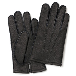 KURODA(クロダ) ペッカリー カシミヤ100％裏地 三本山 メンズ 本革手袋 ブラック