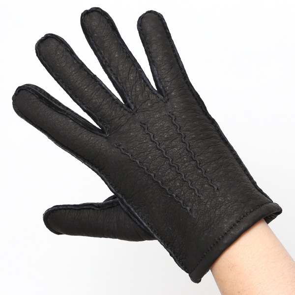  KURODA(クロダ) ペッカリー革 日本製 メンズ 革手袋 カシミヤ100％裏地 防寒 ブラック 黒 黒色 30代 40代 50代 60代 男性 プレゼント 暖かい 高級 ブランド ギフト 化粧箱付き