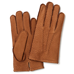 KURODA(クロダ) ペッカリー カシミヤ100％裏地 三本山 メンズ 本革手袋 キャメル