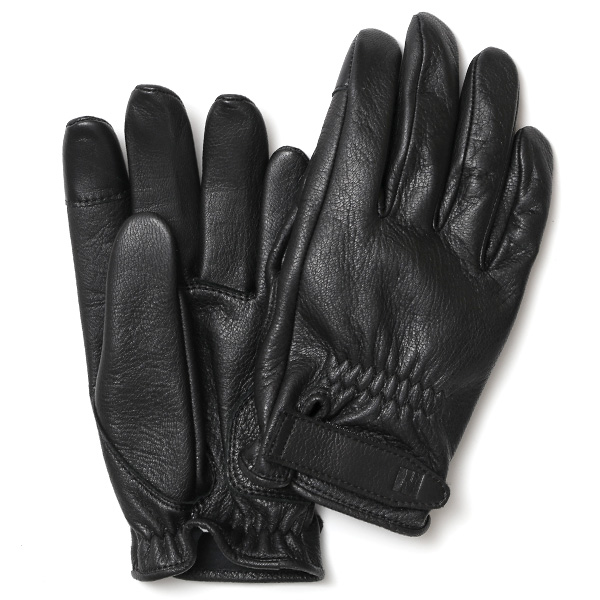 鹿革 日本製 バイクグローブ メンズ 自転車 ベルト付き 手袋 スマホ操作可能 ブラック 黒 黒色 高級 ブランド 経年変化 味わい レザー スーツ 自転車通勤 ビジネス おしゃれ KURODA(クロダ) ペレック(PELLEK)