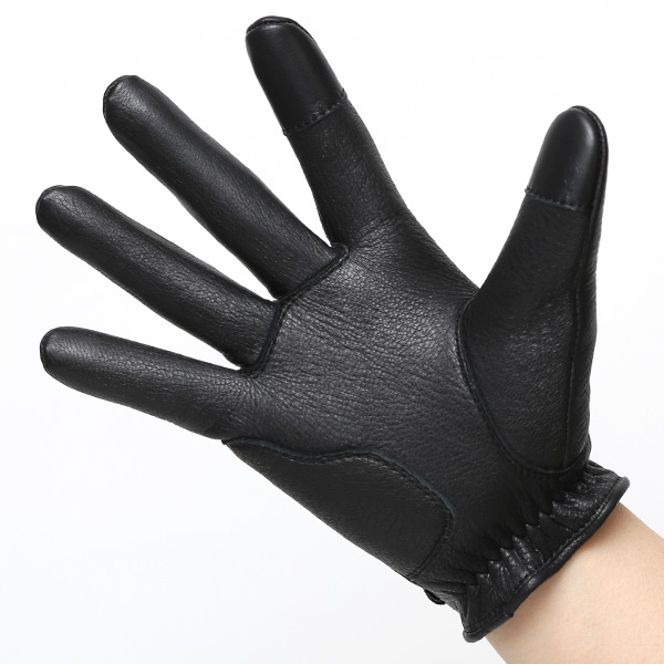 鹿革 日本製 バイクグローブ メンズ 自転車 ベルト付き 手袋 スマホ操作可能 ブラック 黒 黒色 高級 ブランド 経年変化 味わい レザー スーツ 自転車通勤 ビジネス おしゃれ KURODA(クロダ) ペレック(PELLEK)