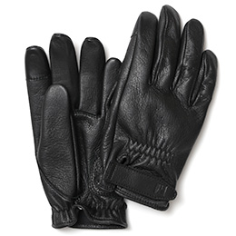 KURODA(クロダ) ペレック(PELLEK) バイクグローブ ディアスキン(鹿革) スマホ操作可能 ベルト付き メンズ 本革手袋 ブラック