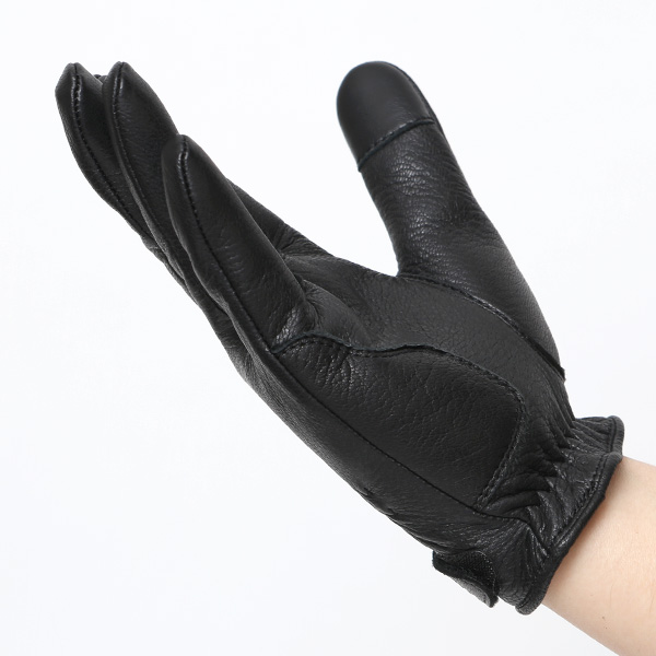 鹿革 日本製 バイクグローブ メンズ 自転車 ベルト付き 手袋 スマホ操作可能 ブラック 黒 黒色 高級 ブランド 経年変化 味わい レザー スーツ 自転車通勤 ビジネス おしゃれ KURODA(クロダ) ペレック(PELLEK)