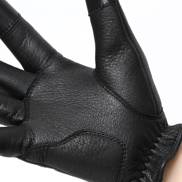 鹿革 日本製 バイクグローブ メンズ 自転車 ベルト付き 手袋 スマホ操作可能 ブラック 黒 黒色 高級 ブランド 経年変化 味わい レザー スーツ 自転車通勤 ビジネス おしゃれ KURODA(クロダ) ペレック(PELLEK)