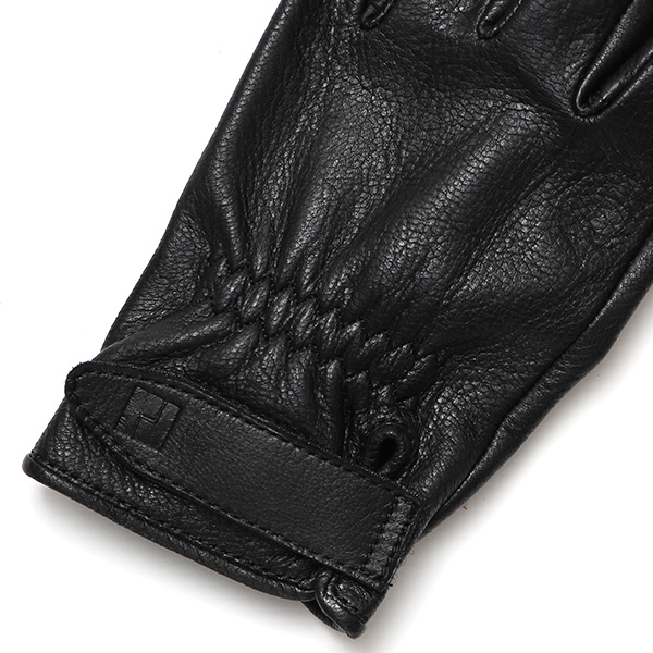 鹿革 日本製 バイクグローブ メンズ 自転車 ベルト付き 手袋 スマホ操作可能 ブラック 黒 黒色 高級 ブランド 経年変化 味わい レザー スーツ 自転車通勤 ビジネス おしゃれ KURODA(クロダ) ペレック(PELLEK)