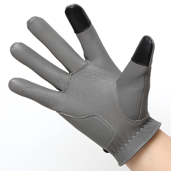  鹿革 日本製 バイクグローブ メンズ 自転車 ベルト付き 手袋 スマホ操作可能 グレー グレイ 灰色 高級 ブランド 経年変化 味わい レザー スーツ 自転車通勤 ビジネス おしゃれ KURODA(クロダ) ペレック(PELLEK)