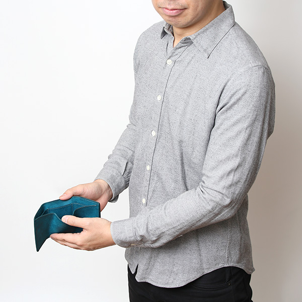  三つ折り財布 メンズ 本革 レディース ミニ財布 ウォレット レザー 財布 日本製 ブランド コンパクト 皮 ターコイズ ブルー ネイビー 青色 イタリアンレザー マルゴーレザー 小銭入れあり カード収納 THE WONDER LUST(ワンダーラスト)