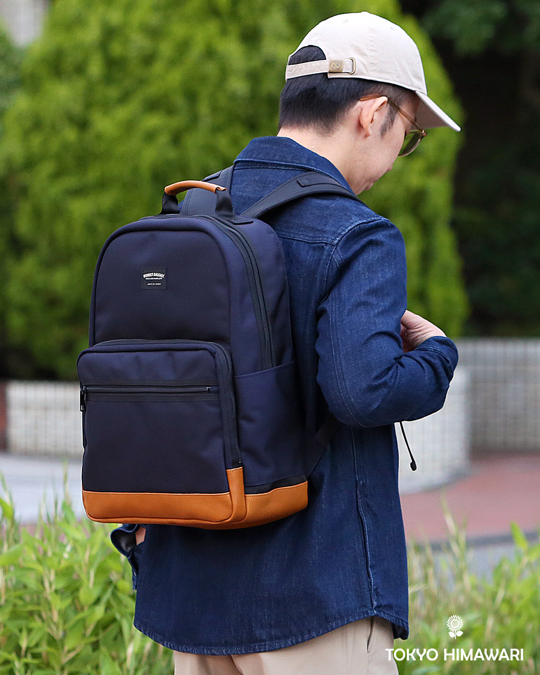 WONDER BAGGAGE リュック メンズ ビジネスリュック バックパック 日本製 大容量 ブルー ネイビー 青色 A4 15インチ 16インチ ノートPC収納可能 オフィスカジュアル 自転車 通勤 ワンダーバゲージ グッドマンズシリーズ デイパックネオ WB-G-032