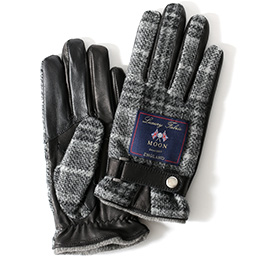 KURODA(クロダ) ムーン ベルト付き 羊革 メンズ 手袋 グレー/チェック